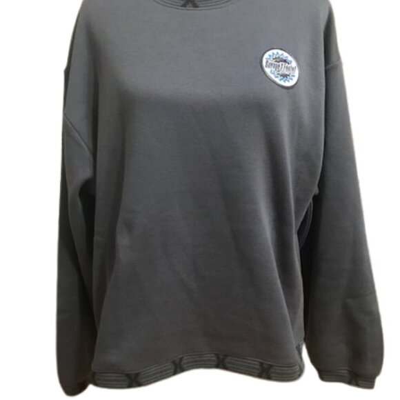 NWT Savage x Fenty Essential Holographic 3D Logo-Trim Oversized Sweatshirt Grey - Picture 4 of 12